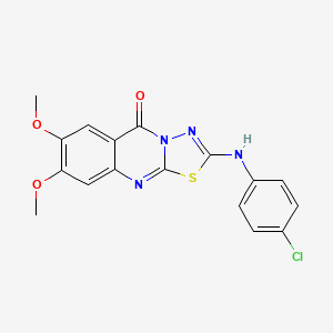 2-[(4-chlorophenyl)amino]-7,8-dimethoxy-5H-[1,3,4]thiadiazolo[2,3-b]quinazolin-5-one