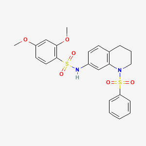 molecular formula C23H24N2O6S2 B6560185 N-[1-(benzenesulfonyl)-1,2,3,4-tetrahydroquinolin-7-yl]-2,4-dimethoxybenzene-1-sulfonamide CAS No. 946352-31-4