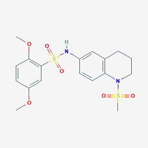 molecular formula C18H22N2O6S2 B6560221 N-(1-methanesulfonyl-1,2,3,4-tetrahydroquinolin-6-yl)-2,5-dimethoxybenzene-1-sulfonamide CAS No. 946283-68-7