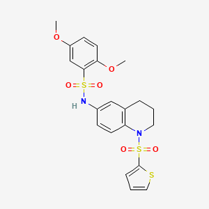 molecular formula C21H22N2O6S3 B6560247 2,5-dimethoxy-N-[1-(thiophene-2-sulfonyl)-1,2,3,4-tetrahydroquinolin-6-yl]benzene-1-sulfonamide CAS No. 946295-89-2