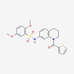 molecular formula C22H22N2O5S2 B6560250 2,5-dimethoxy-N-[1-(thiophene-2-carbonyl)-1,2,3,4-tetrahydroquinolin-7-yl]benzene-1-sulfonamide CAS No. 946220-52-6