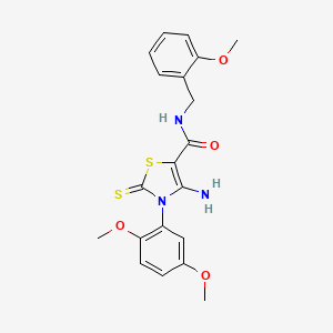 4-amino-3-(2,5-dimethoxyphenyl)-N-[(2-methoxyphenyl)methyl]-2-sulfanylidene-2,3-dihydro-1,3-thiazole-5-carboxamide