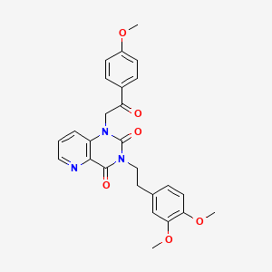 molecular formula C26H25N3O6 B6560273 3-[2-(3,4-dimethoxyphenyl)ethyl]-1-[2-(4-methoxyphenyl)-2-oxoethyl]-1H,2H,3H,4H-pyrido[3,2-d]pyrimidine-2,4-dione CAS No. 921569-89-3