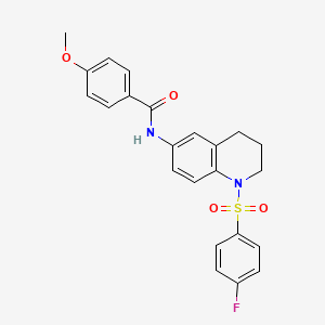 molecular formula C23H21FN2O4S B6560275 N-[1-(4-fluorobenzenesulfonyl)-1,2,3,4-tetrahydroquinolin-6-yl]-4-methoxybenzamide CAS No. 946259-82-1