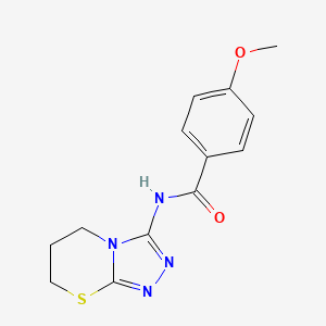 molecular formula C13H14N4O2S B6560300 4-methoxy-N-{5H,6H,7H-[1,2,4]triazolo[3,4-b][1,3]thiazin-3-yl}benzamide CAS No. 946222-38-4
