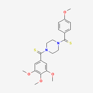molecular formula C22H26N2O4S2 B6560301 1-(4-methoxybenzenecarbothioyl)-4-(3,4,5-trimethoxybenzenecarbothioyl)piperazine CAS No. 1021221-96-4