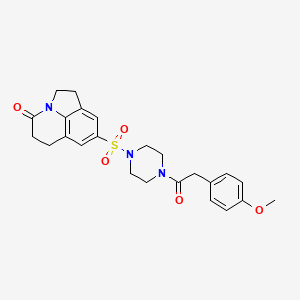 6-({4-[2-(4-methoxyphenyl)acetyl]piperazin-1-yl}sulfonyl)-1-azatricyclo[6.3.1.0^{4,12}]dodeca-4(12),5,7-trien-11-one