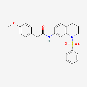 molecular formula C24H24N2O4S B6560320 N-[1-(benzenesulfonyl)-1,2,3,4-tetrahydroquinolin-7-yl]-2-(4-methoxyphenyl)acetamide CAS No. 946290-91-1