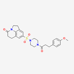 6-({4-[3-(4-methoxyphenyl)propanoyl]piperazin-1-yl}sulfonyl)-1-azatricyclo[6.3.1.0^{4,12}]dodeca-4(12),5,7-trien-11-one