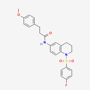 molecular formula C25H25FN2O4S B6560346 N-[1-(4-fluorobenzenesulfonyl)-1,2,3,4-tetrahydroquinolin-6-yl]-3-(4-methoxyphenyl)propanamide CAS No. 946212-00-6