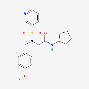 molecular formula C20H25N3O4S B6560376 N-cyclopentyl-2-{N-[(4-methoxyphenyl)methyl]pyridine-3-sulfonamido}acetamide CAS No. 1021249-24-0