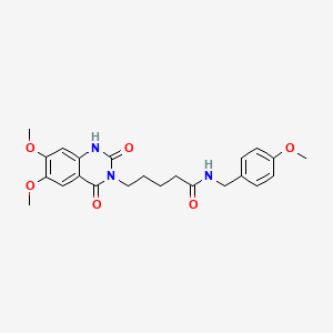 molecular formula C23H27N3O6 B6560383 5-(6,7-dimethoxy-2,4-dioxo-1,2,3,4-tetrahydroquinazolin-3-yl)-N-[(4-methoxyphenyl)methyl]pentanamide CAS No. 1021264-19-6