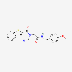 N-[(4-methoxyphenyl)methyl]-2-{6-oxo-8-thia-3,5-diazatricyclo[7.4.0.0^{2,7}]trideca-1(13),2(7),3,9,11-pentaen-5-yl}acetamide