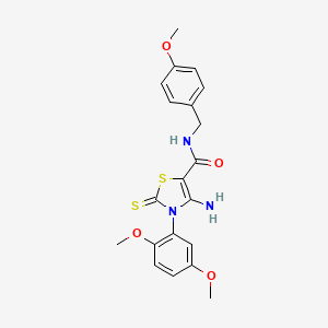 4-amino-3-(2,5-dimethoxyphenyl)-N-[(4-methoxyphenyl)methyl]-2-sulfanylidene-2,3-dihydro-1,3-thiazole-5-carboxamide