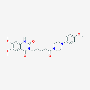 molecular formula C26H32N4O6 B6560423 6,7-dimethoxy-3-{5-[4-(4-methoxyphenyl)piperazin-1-yl]-5-oxopentyl}-1,2,3,4-tetrahydroquinazoline-2,4-dione CAS No. 1021226-33-4