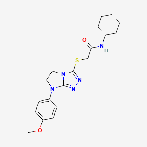 molecular formula C19H25N5O2S B6560429 N-cyclohexyl-2-{[7-(4-methoxyphenyl)-5H,6H,7H-imidazo[2,1-c][1,2,4]triazol-3-yl]sulfanyl}acetamide CAS No. 921789-28-8