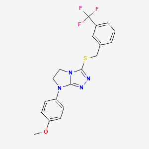 molecular formula C19H17F3N4OS B6560450 7-(4-methoxyphenyl)-3-({[3-(trifluoromethyl)phenyl]methyl}sulfanyl)-5H,6H,7H-imidazo[2,1-c][1,2,4]triazole CAS No. 921859-92-9