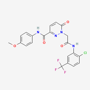 molecular formula C21H16ClF3N4O4 B6560496 1-({[2-chloro-5-(trifluoromethyl)phenyl]carbamoyl}methyl)-N-(4-methoxyphenyl)-6-oxo-1,6-dihydropyridazine-3-carboxamide CAS No. 920249-46-3