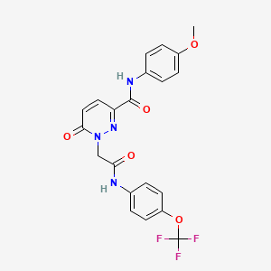 molecular formula C21H17F3N4O5 B6560515 N-(4-methoxyphenyl)-6-oxo-1-({[4-(trifluoromethoxy)phenyl]carbamoyl}methyl)-1,6-dihydropyridazine-3-carboxamide CAS No. 920392-27-4