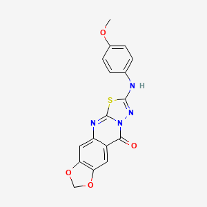 5-[(4-methoxyphenyl)amino]-12,14-dioxa-4-thia-2,6,7-triazatetracyclo[7.7.0.0^{3,7}.0^{11,15}]hexadeca-1(16),2,5,9,11(15)-pentaen-8-one