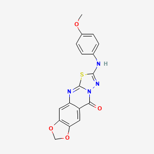 molecular formula C17H12N4O4S B6560535 5-[(4-methoxyphenyl)amino]-12,14-dioxa-4-thia-2,6,7-triazatetracyclo[7.7.0.0^{3,7}.0^{11,15}]hexadeca-1(16),2,5,9,11(15)-pentaen-8-one CAS No. 1021260-82-1