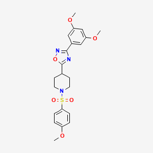 molecular formula C22H25N3O6S B6560550 4-[3-(3,5-dimethoxyphenyl)-1,2,4-oxadiazol-5-yl]-1-(4-methoxybenzenesulfonyl)piperidine CAS No. 1021259-96-0