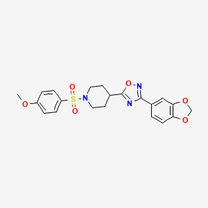 molecular formula C21H21N3O6S B6560560 4-[3-(2H-1,3-benzodioxol-5-yl)-1,2,4-oxadiazol-5-yl]-1-(4-methoxybenzenesulfonyl)piperidine CAS No. 1021261-10-8