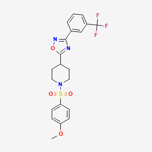 molecular formula C21H20F3N3O4S B6560564 1-(4-methoxybenzenesulfonyl)-4-{3-[3-(trifluoromethyl)phenyl]-1,2,4-oxadiazol-5-yl}piperidine CAS No. 1021223-90-4