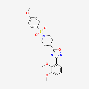 molecular formula C22H25N3O6S B6560571 4-[3-(2,3-dimethoxyphenyl)-1,2,4-oxadiazol-5-yl]-1-(4-methoxybenzenesulfonyl)piperidine CAS No. 1021223-88-0