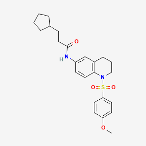 molecular formula C24H30N2O4S B6560583 3-cyclopentyl-N-[1-(4-methoxybenzenesulfonyl)-1,2,3,4-tetrahydroquinolin-6-yl]propanamide CAS No. 946260-30-6