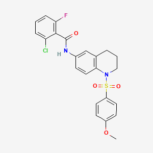 molecular formula C23H20ClFN2O4S B6560630 2-chloro-6-fluoro-N-[1-(4-methoxybenzenesulfonyl)-1,2,3,4-tetrahydroquinolin-6-yl]benzamide CAS No. 946212-78-8