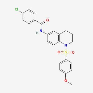 molecular formula C23H21ClN2O4S B6560636 4-chloro-N-[1-(4-methoxybenzenesulfonyl)-1,2,3,4-tetrahydroquinolin-6-yl]benzamide CAS No. 946382-60-1