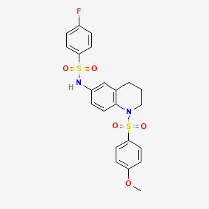 molecular formula C22H21FN2O5S2 B6560710 4-fluoro-N-[1-(4-methoxybenzenesulfonyl)-1,2,3,4-tetrahydroquinolin-6-yl]benzene-1-sulfonamide CAS No. 946346-68-5