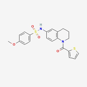 molecular formula C21H20N2O4S2 B6560731 4-methoxy-N-[1-(thiophene-2-carbonyl)-1,2,3,4-tetrahydroquinolin-6-yl]benzene-1-sulfonamide CAS No. 946247-04-7