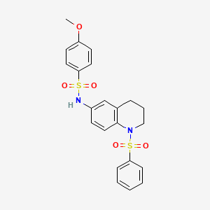molecular formula C22H22N2O5S2 B6560749 N-[1-(benzenesulfonyl)-1,2,3,4-tetrahydroquinolin-6-yl]-4-methoxybenzene-1-sulfonamide CAS No. 946282-96-8
