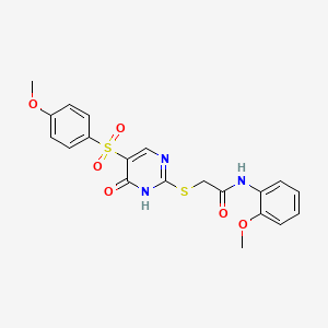2-{[5-(4-methoxybenzenesulfonyl)-6-oxo-1,6-dihydropyrimidin-2-yl]sulfanyl}-N-(2-methoxyphenyl)acetamide
