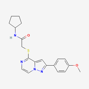 molecular formula C20H22N4O2S B6560802 N-cyclopentyl-2-{[2-(4-methoxyphenyl)pyrazolo[1,5-a]pyrazin-4-yl]sulfanyl}acetamide CAS No. 1021229-49-1