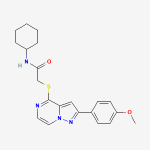 molecular formula C21H24N4O2S B6560808 N-cyclohexyl-2-{[2-(4-methoxyphenyl)pyrazolo[1,5-a]pyrazin-4-yl]sulfanyl}acetamide CAS No. 1021255-95-7