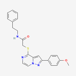 2-{[2-(4-methoxyphenyl)pyrazolo[1,5-a]pyrazin-4-yl]sulfanyl}-N-(2-phenylethyl)acetamide