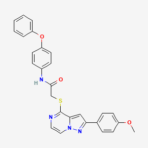 2-{[2-(4-methoxyphenyl)pyrazolo[1,5-a]pyrazin-4-yl]sulfanyl}-N-(4-phenoxyphenyl)acetamide