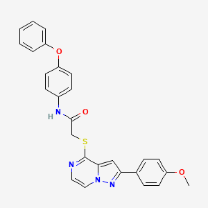 molecular formula C27H22N4O3S B6560828 2-{[2-(4-methoxyphenyl)pyrazolo[1,5-a]pyrazin-4-yl]sulfanyl}-N-(4-phenoxyphenyl)acetamide CAS No. 1021228-90-9