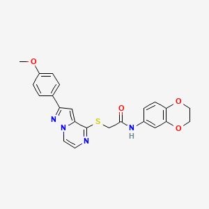 molecular formula C23H20N4O4S B6560837 N-(2,3-dihydro-1,4-benzodioxin-6-yl)-2-{[2-(4-methoxyphenyl)pyrazolo[1,5-a]pyrazin-4-yl]sulfanyl}acetamide CAS No. 1021229-02-6
