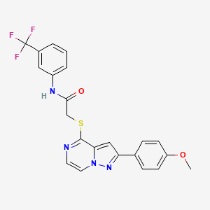 molecular formula C22H17F3N4O2S B6560852 2-{[2-(4-methoxyphenyl)pyrazolo[1,5-a]pyrazin-4-yl]sulfanyl}-N-[3-(trifluoromethyl)phenyl]acetamide CAS No. 1021228-52-3