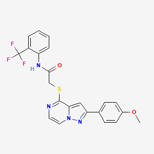 molecular formula C22H17F3N4O2S B6560859 2-{[2-(4-methoxyphenyl)pyrazolo[1,5-a]pyrazin-4-yl]sulfanyl}-N-[2-(trifluoromethyl)phenyl]acetamide CAS No. 1021255-32-2