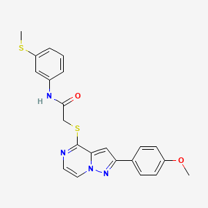 molecular formula C22H20N4O2S2 B6560866 2-{[2-(4-methoxyphenyl)pyrazolo[1,5-a]pyrazin-4-yl]sulfanyl}-N-[3-(methylsulfanyl)phenyl]acetamide CAS No. 1021211-19-7