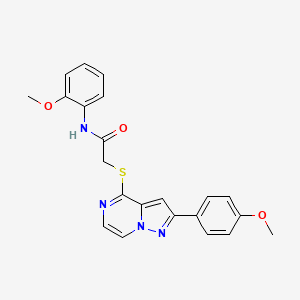 molecular formula C22H20N4O3S B6560874 N-(2-methoxyphenyl)-2-{[2-(4-methoxyphenyl)pyrazolo[1,5-a]pyrazin-4-yl]sulfanyl}acetamide CAS No. 1021228-36-3