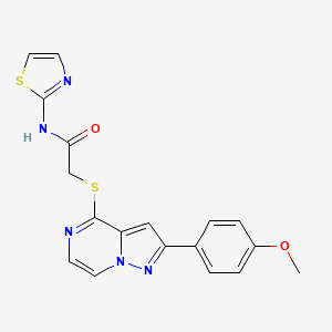 molecular formula C18H15N5O2S2 B6560889 2-{[2-(4-methoxyphenyl)pyrazolo[1,5-a]pyrazin-4-yl]sulfanyl}-N-(1,3-thiazol-2-yl)acetamide CAS No. 1021255-93-5