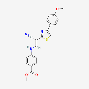 molecular formula C21H17N3O3S B6560893 methyl 4-{[(1E)-2-cyano-2-[4-(4-methoxyphenyl)-1,3-thiazol-2-yl]eth-1-en-1-yl]amino}benzoate CAS No. 1021263-19-3