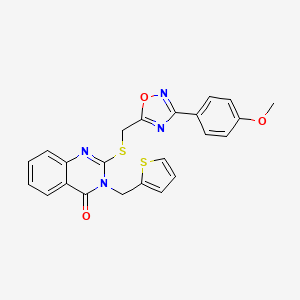 molecular formula C23H18N4O3S2 B6560899 2-({[3-(4-methoxyphenyl)-1,2,4-oxadiazol-5-yl]methyl}sulfanyl)-3-[(thiophen-2-yl)methyl]-3,4-dihydroquinazolin-4-one CAS No. 1021252-43-6