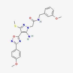 molecular formula C23H24N6O4S B6560909 2-{5-amino-4-[3-(4-methoxyphenyl)-1,2,4-oxadiazol-5-yl]-3-(methylsulfanyl)-1H-pyrazol-1-yl}-N-[(3-methoxyphenyl)methyl]acetamide CAS No. 1172908-57-4